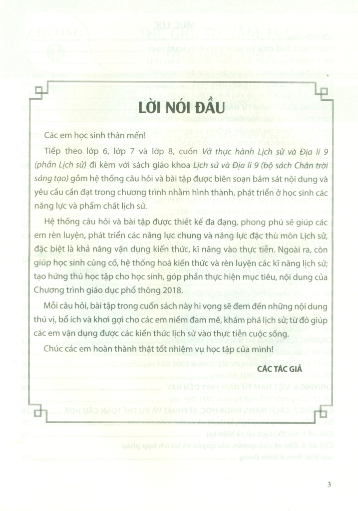 VỞ THỰC HÀNH LỊCH SỬ VÀ ĐỊA LÍ LỚP 9 - PHẦN LỊCH SỬ (Chân trời sáng tạo)